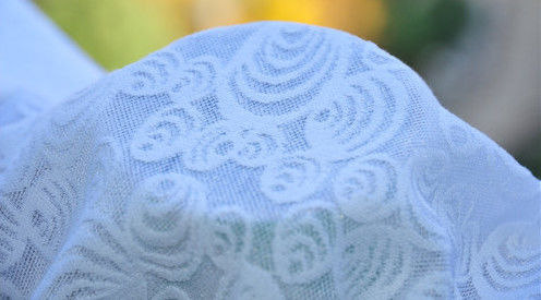 کیفیت  White Jacquard Upholstery Fabric Wedding Dress Fabric 57/58" Width LOYAL Brand OEM کارخانه