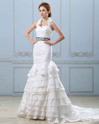 لباس عروسی با کمربند و کمر پایین لباس عروسی زنانه