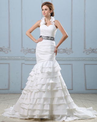 لباس عروسی با کمربند و کمر پایین لباس عروسی زنانه