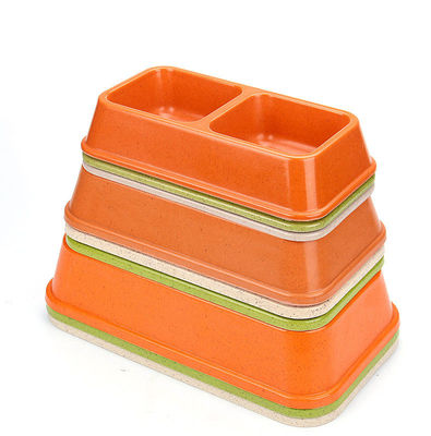 دو تا و رنگارنگ بامبو ابلیماسیون بزرگ یا بزرگ سگ حیوانات خانگی غذا و آب کاسه